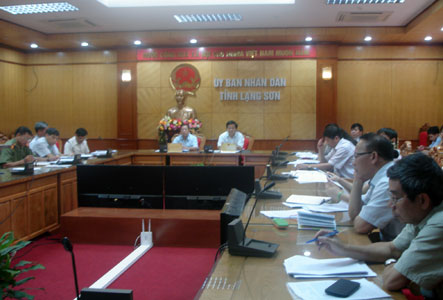 Các đồng chí dự hội nghị tại điểm cầu tỉnh Lạng Sơn