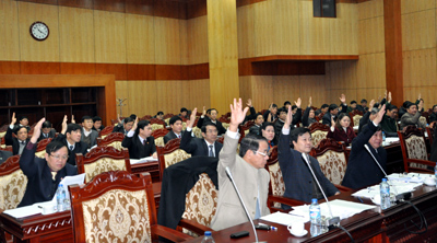 Biểu quyết thông qua Nghị quyết về nhiệm vụ năm 2015