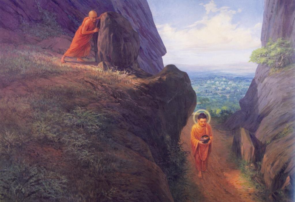 Đề-bà-đạt-đa lăn đá hại Phật