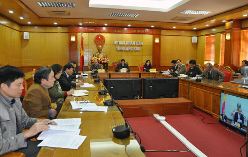 Các đại biểu dự hội nghị tại điểm cầu Lạng Sơn