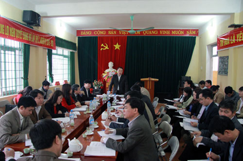 Đồng chí Nguyễn Công Trưởng phát biểu kết luận buổi kiểm tra tại xã Hải Yến, huyện Cao Lộc
