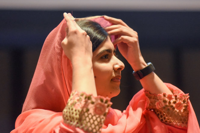 Malala Yousafzai tại trụ sở Liên Hiệp Quốc ở Mỹ ngày 10-4 - Ảnh: Reuters