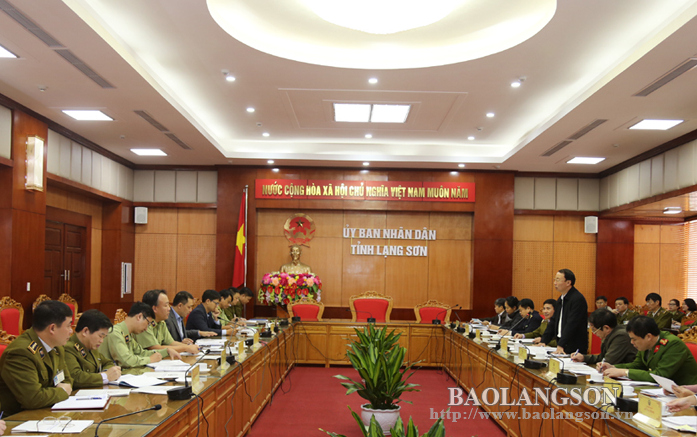 Lãnh đạo UBND tỉnh Lạng Sơn làm việc với đoàn công tác Bộ Công thương về phối hợp chỉ đạo lực lượng quản lý thị trường