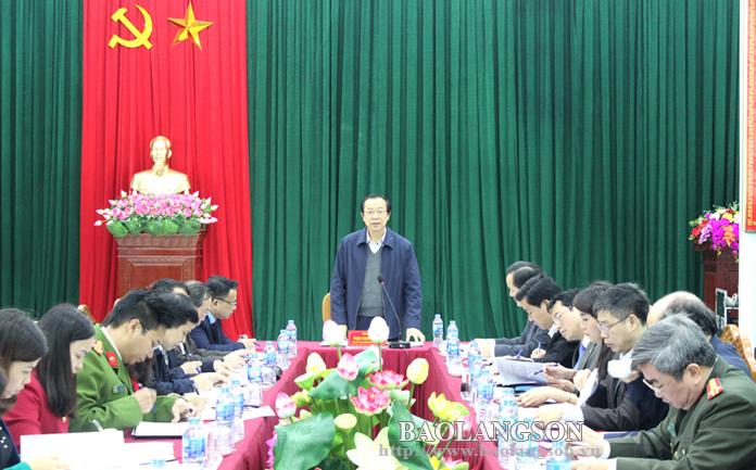 Đồng chí Phạm Ngọc Thưởng, Chủ tịch UBND tỉnh phát biểu tại buổi kiểm tra tại huyện Văn Lãng