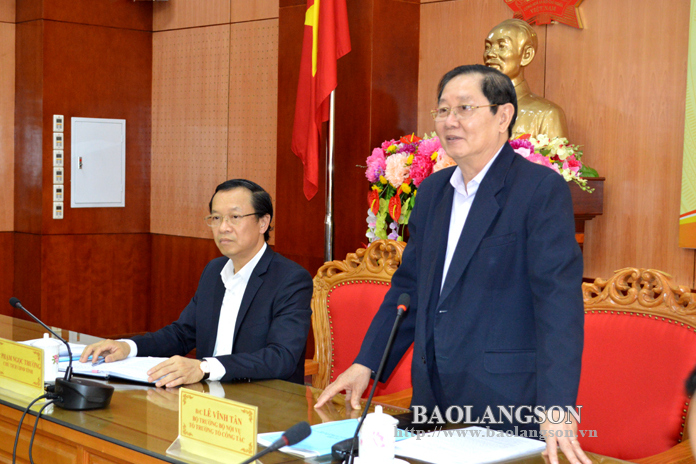 Đồng chí Lê Vĩnh Tân, Bộ trưởng Bộ Nội vụ phát biểu tại buổi kiểm tra