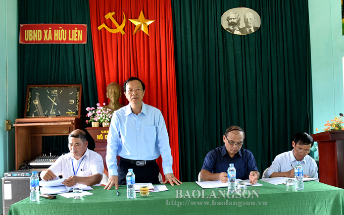 Đồng chí Phạm Ngọc Thưởng phát biểu kết luận tại buổi làm việcvới UBND xã Hữu Liên, huyện Hữu Lũng