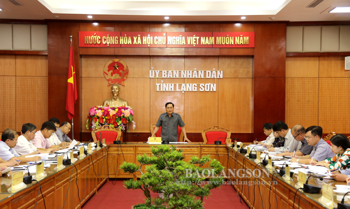 Đồng chí Hồ Tiến Thiệu, Phó Chủ tịch UBND tỉnh phát biểu tại cuộc họp