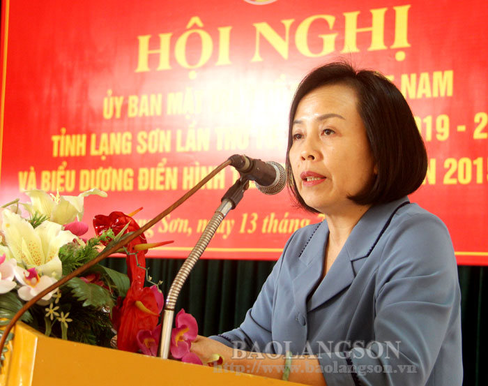 Đồng chí Đoàn Thị Hậu, Phó Chủ tịch Thường trực HĐND tỉnh phát biểu tại hội nghị.