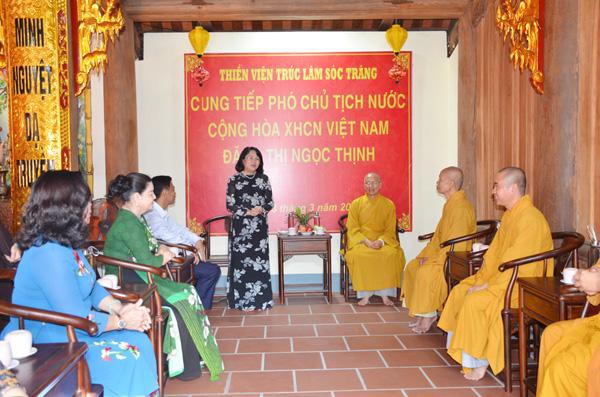 Ban Trị sự Phật giáo tỉnh Sóc Trăng trong buổi tiếp đoàn công tác của Phó Chủ tịch nước Đặng Thị Ngọc Thịnh