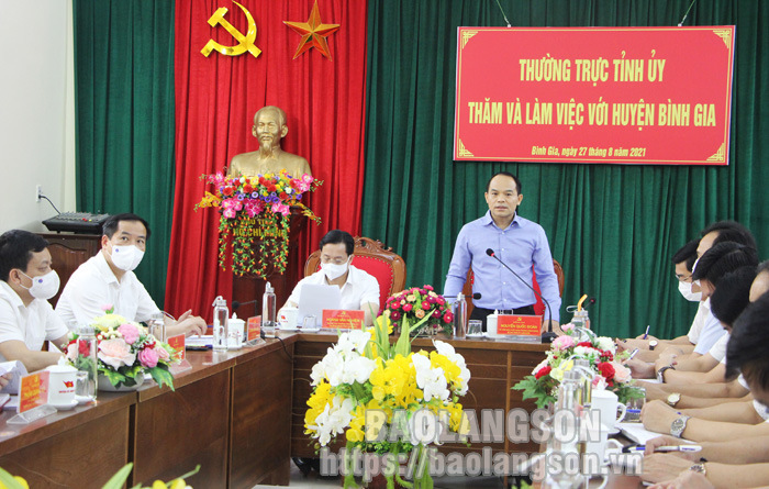 Đồng chí Nguyễn Quốc Đoàn, Ủy viên Trung ương Đảng, Bí thư Tỉnh uỷ phát biểu kết luận tại cuộc làm việc
