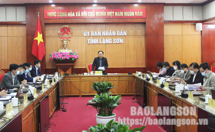 Đồng chí Lương Trọng Quỳnh, Phó Chủ tịch UBND tỉnh phát biểu kết luận cuộc họp