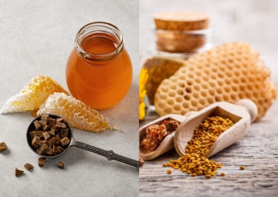Keo ong có đặc tính kháng khuẩn, chống viêm có nhiều lợi ích đối với sức khỏe. Đồ họa: Doãn Hằng