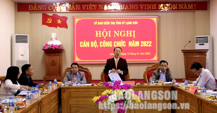 Đồng chí Nguyễn Công Trưởng, Chủ nhiệm Ủy ban Kiểm tra Tỉnh ủy phát biểu kết luận hội nghị.