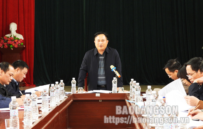 Đồng chí Lương Trọng Quỳnh, Phó Chủ tịch UBND tỉnh phát biểu kết luận tại buổi kiểm tra các công trình giao thông tại huyện Bình Gia