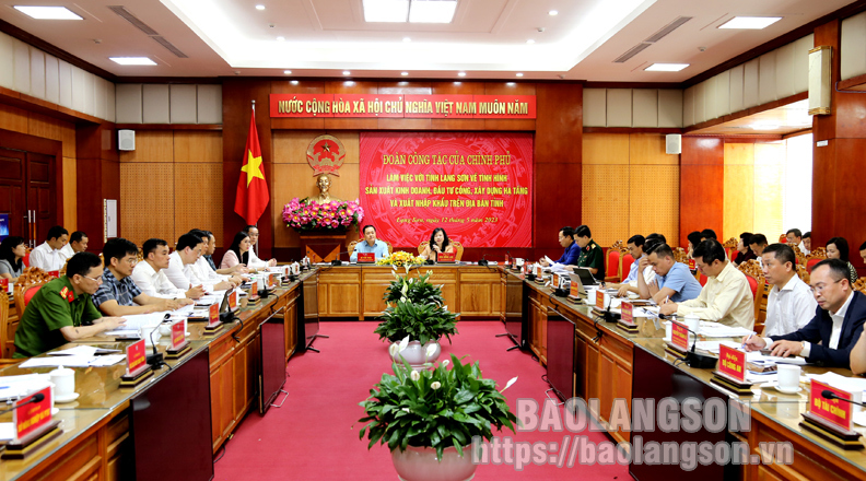 Toàn cảnh buổi làm việc của đoàn công tác của Chính phủ tại tỉnh Lạng Sơn