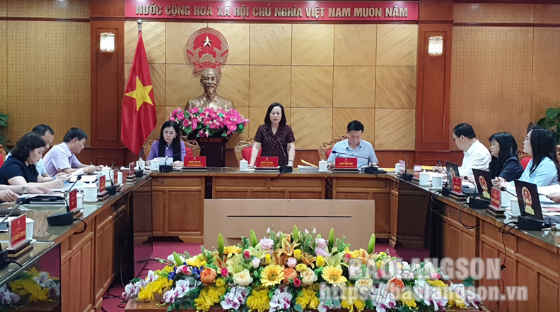 Đồng chí Đoàn Thị Hậu, Uỷ viên Ban Thường vụ Tỉnh uỷ, Chủ tịch HĐND tỉnh phát biểu kết luận cuộc họp.