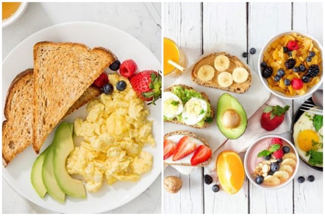 Bữa sáng chứa protein và chất xơ giúp giữ lượng đường trong máu ổn định hơn trong ngày. Đồ họa: Thanh Thanh