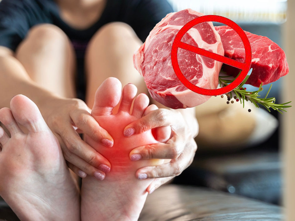 Người bệnh gout tuyệt đối tránh 6 loại thực phẩm này. Đồ hoạ: Hồng Diệp.