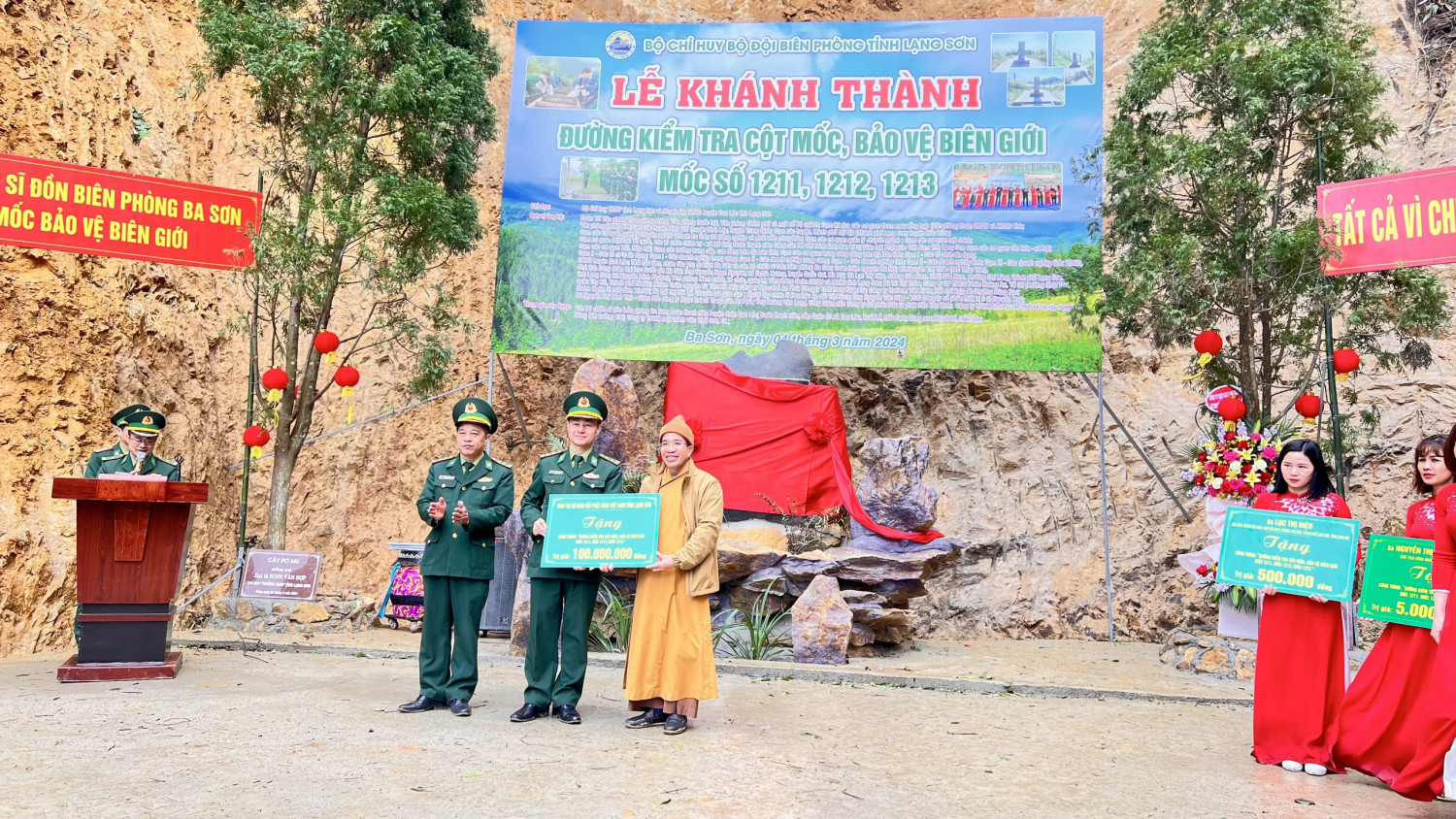 Ban Trị sự Phật giáo tỉnh khánh thành công trình đường kiểm tra cột mốc bảo vệ biên giới