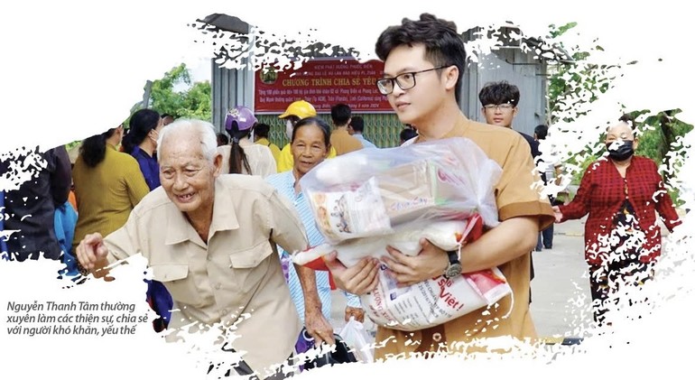 Nguyễn Thanh Tâm thường xuyên làm các thiện sự, chia sẻ với người khó khăn, yếu thế